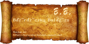 Böröczky Balázs névjegykártya